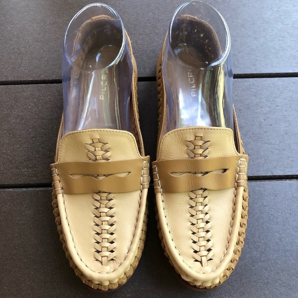 Anthropologie Pilcro Tan Leather Comfortable Flat Woven Loafers Size 6M - Picture 4 of 9